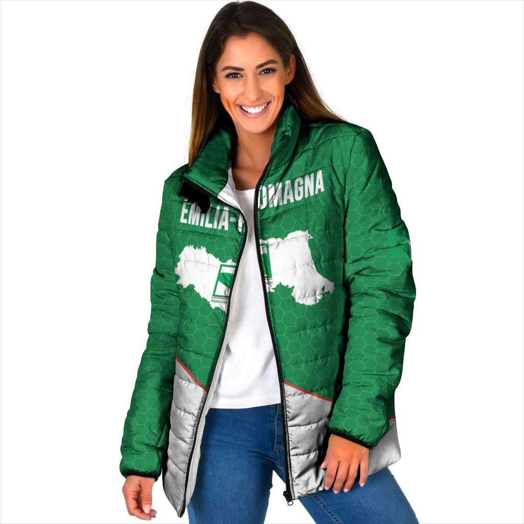 Italy Emilia-Romagna Padded Jacket Map With Flag Style - Wonder Print Shop