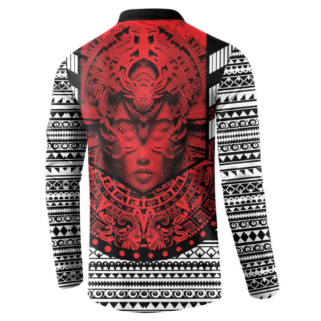 Mexico Aztec Warrior Goddess Button Sweatshirt Tribal Aztec Heritage
