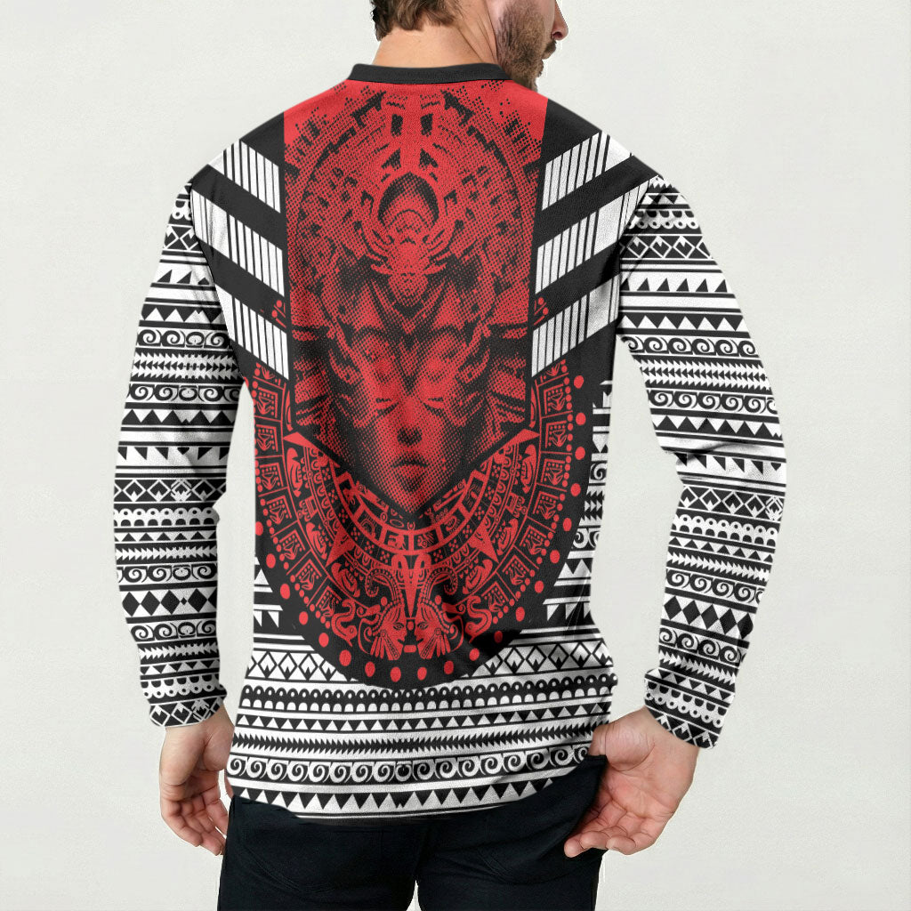 Mexico Aztec Warrior Goddess Button Sweatshirt Tribal Aztec Heritage
