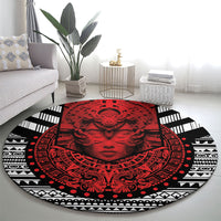 Mexico Aztec Warrior Goddess Round Carpet Tribal Aztec Heritage