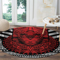 Mexico Aztec Warrior Goddess Round Carpet Tribal Aztec Heritage