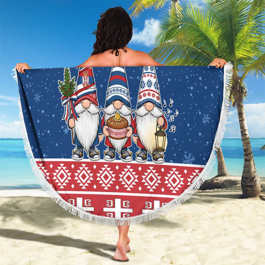 Serbia Christmas Beach Blanket Hristos Se Rodi Gnome - Wonder Print Shop