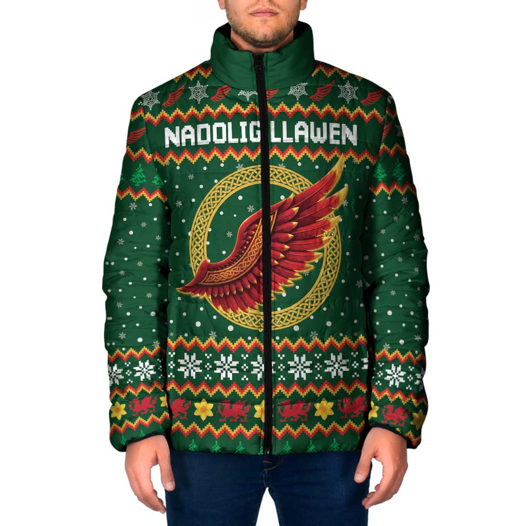 Personalized Montgomeryshire Wales Christmas Padded Jacket Celtic Red Wing Cymru Heritage - Wonder Print Shop