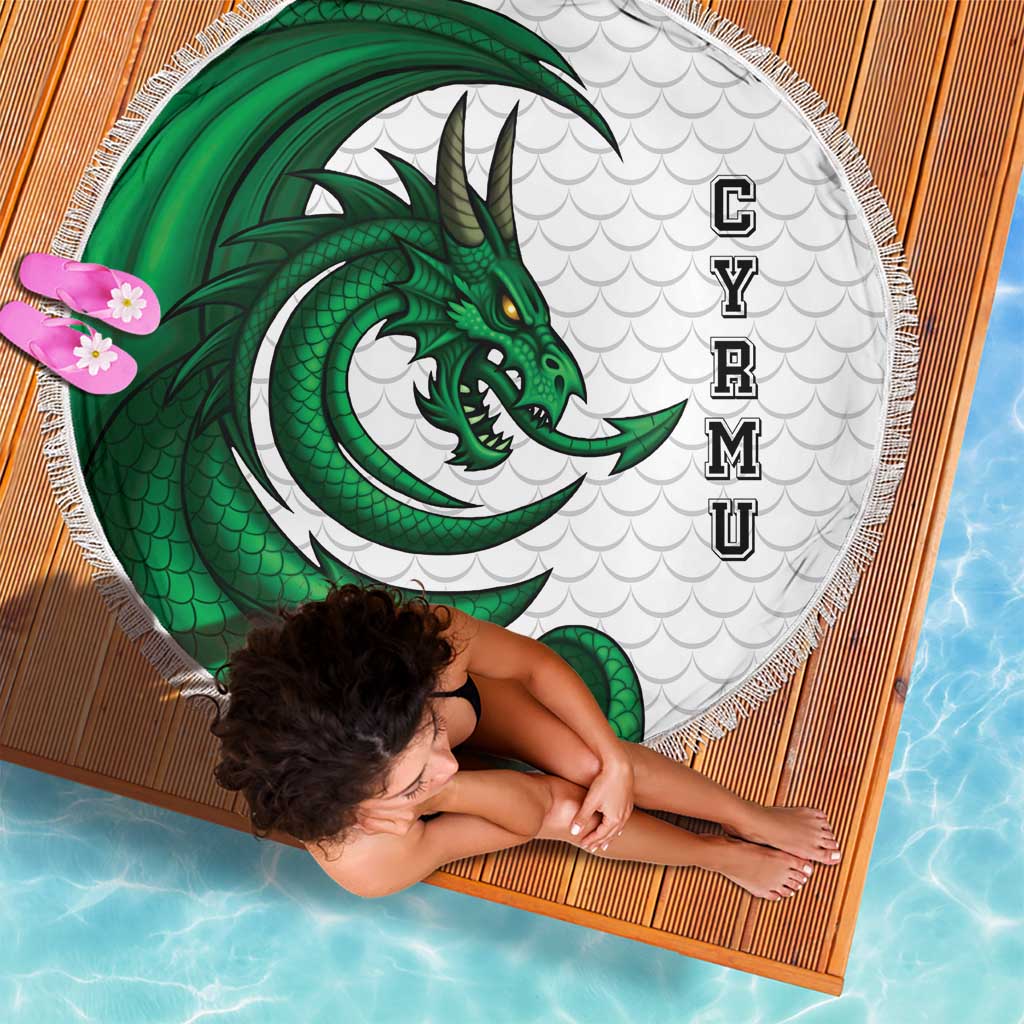 Wales Celtic Dragon Beach Blanket Welsh Mythic Green Dragon - Wonder Print Shop