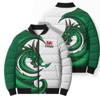 Wales Celtic Dragon Bomber Puffer Jacket Welsh Mythic Green Dragon - Wonder Print Shop
