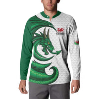 Wales Celtic Dragon Button Sweatshirt Welsh Mythic Green Dragon - Wonder Print Shop