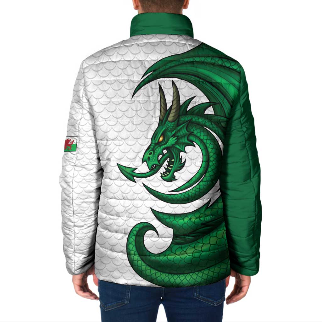 Wales Celtic Dragon Padded Jacket Welsh Mythic Green Dragon - Wonder Print Shop