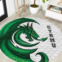 Wales Celtic Dragon Round Carpet Welsh Mythic Green Dragon - Wonder Print Shop
