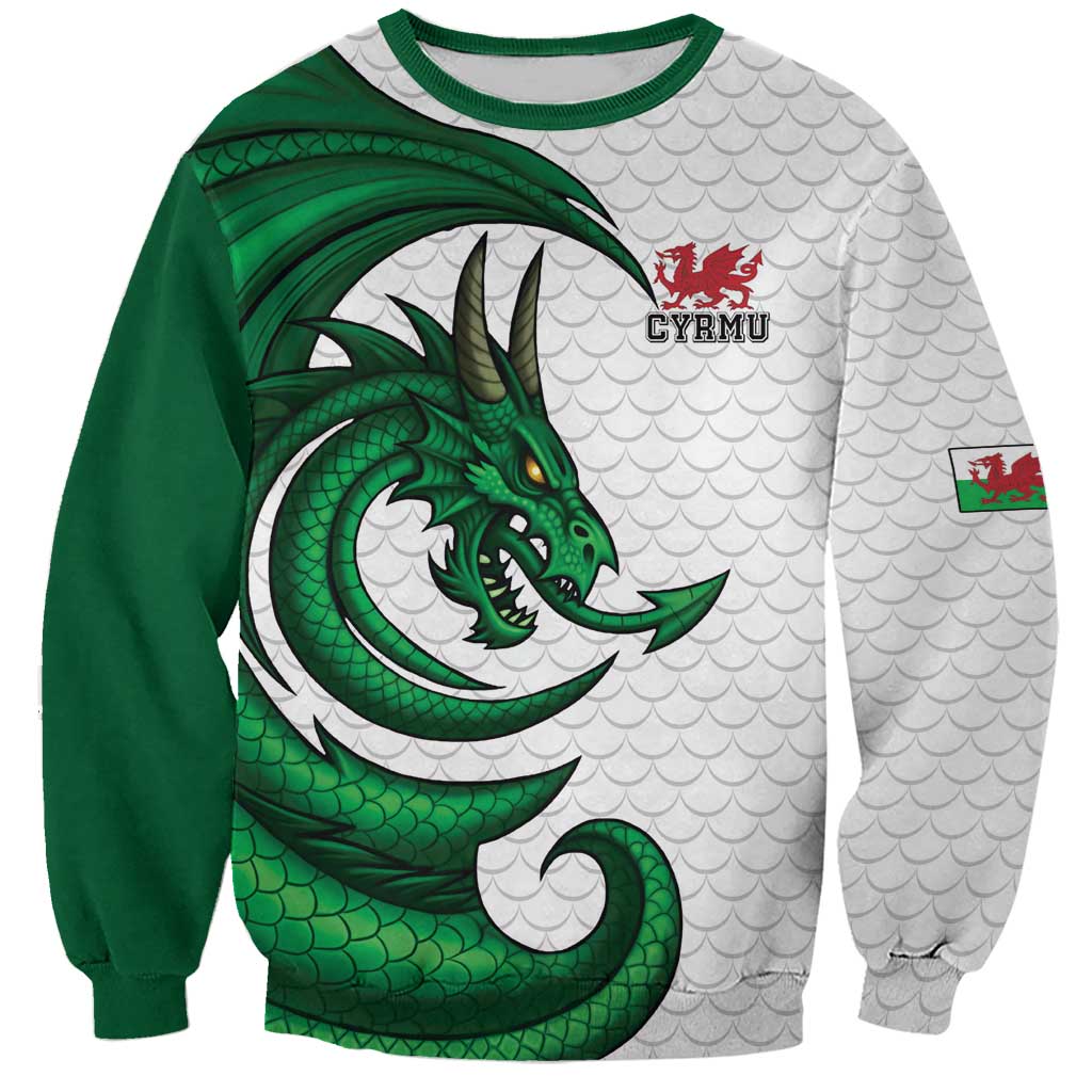 Wales Celtic Dragon Sweatshirt Welsh Mythic Green Dragon - Wonder Print Shop