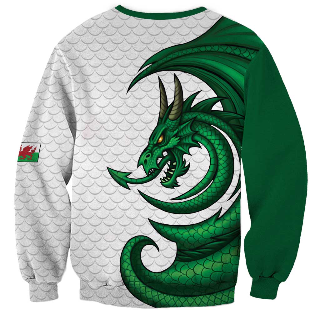 Wales Celtic Dragon Sweatshirt Welsh Mythic Green Dragon - Wonder Print Shop