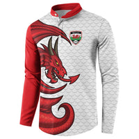 Wales Rugby Red Dragon Button Sweatshirt Cymru Am Byth - Wonder Print Shop