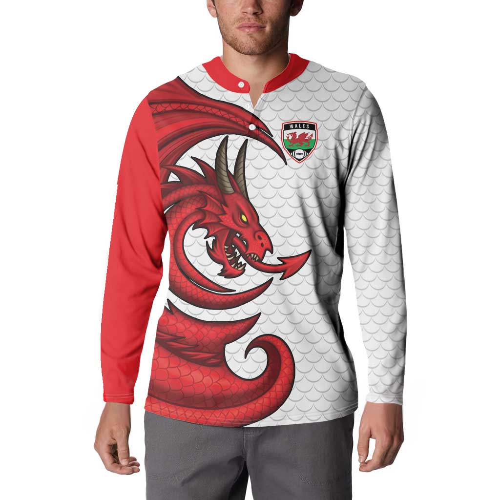 Wales Rugby Red Dragon Button Sweatshirt Cymru Am Byth - Wonder Print Shop