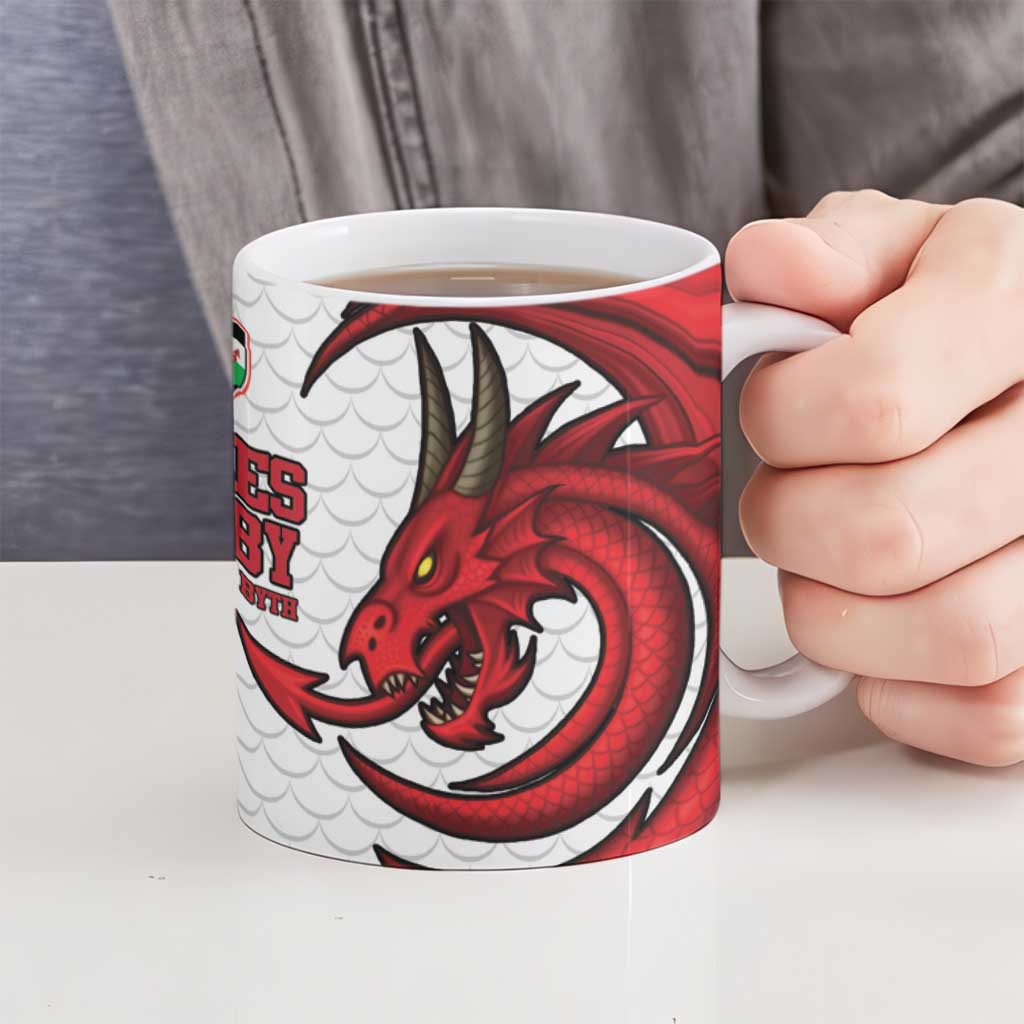 Wales Rugby Red Dragon Ceramic Mug Cymru Am Byth - Wonder Print Shop
