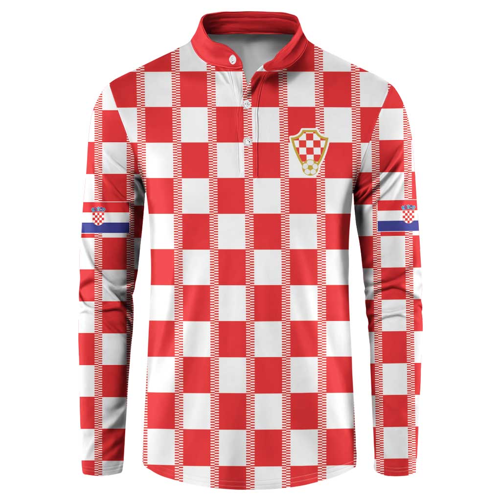 Custom World Football 2026 Croatia Button Sweatshirt Vatreni Checkerboard Style - Wonder Print Shop