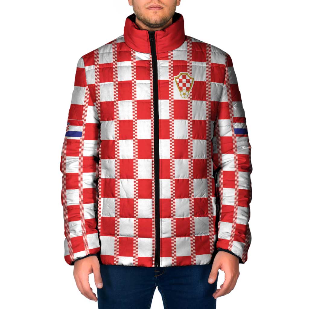 Custom World Football 2026 Croatia Padded Jacket Vatreni Checkerboard Style - Wonder Print Shop