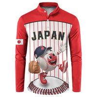Japan Baseball Custom Button Sweatshirt Japanese Flag Mascot Design