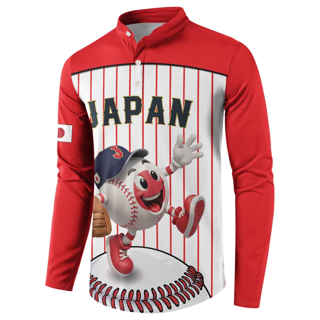 Japan Baseball Custom Button Sweatshirt Japanese Flag Mascot Design