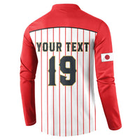 Japan Baseball Custom Button Sweatshirt Japanese Flag Mascot Design