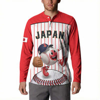 Japan Baseball Custom Button Sweatshirt Japanese Flag Mascot Design