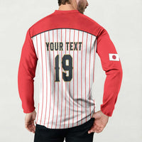 Japan Baseball Custom Button Sweatshirt Japanese Flag Mascot Design