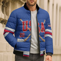 Custom USA Ice Hockey Bomber Puffer Jacket Champions 2026