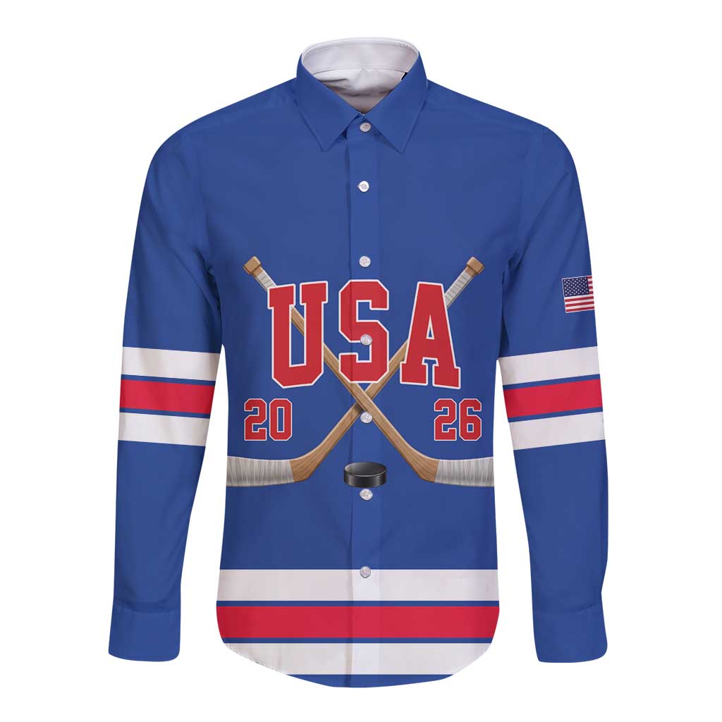 Custom USA Ice Hockey Long Sleeve Button Shirt Champions 2026