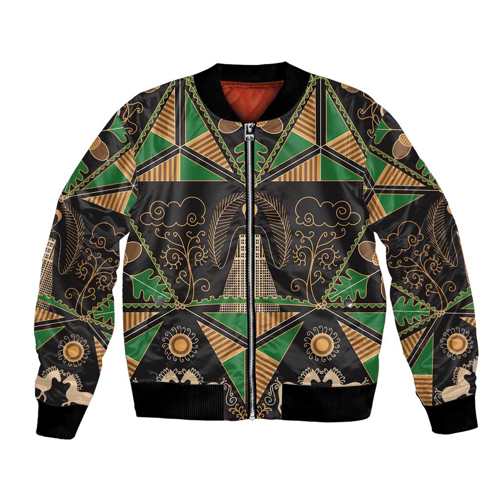 Ukraine Pysanky Pattern Bomber Jacket Berehynia Guardian Folk Art