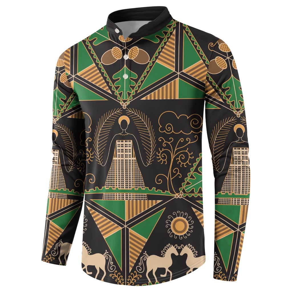 Ukraine Pysanky Pattern Button Sweatshirt Berehynia Guardian Folk Art