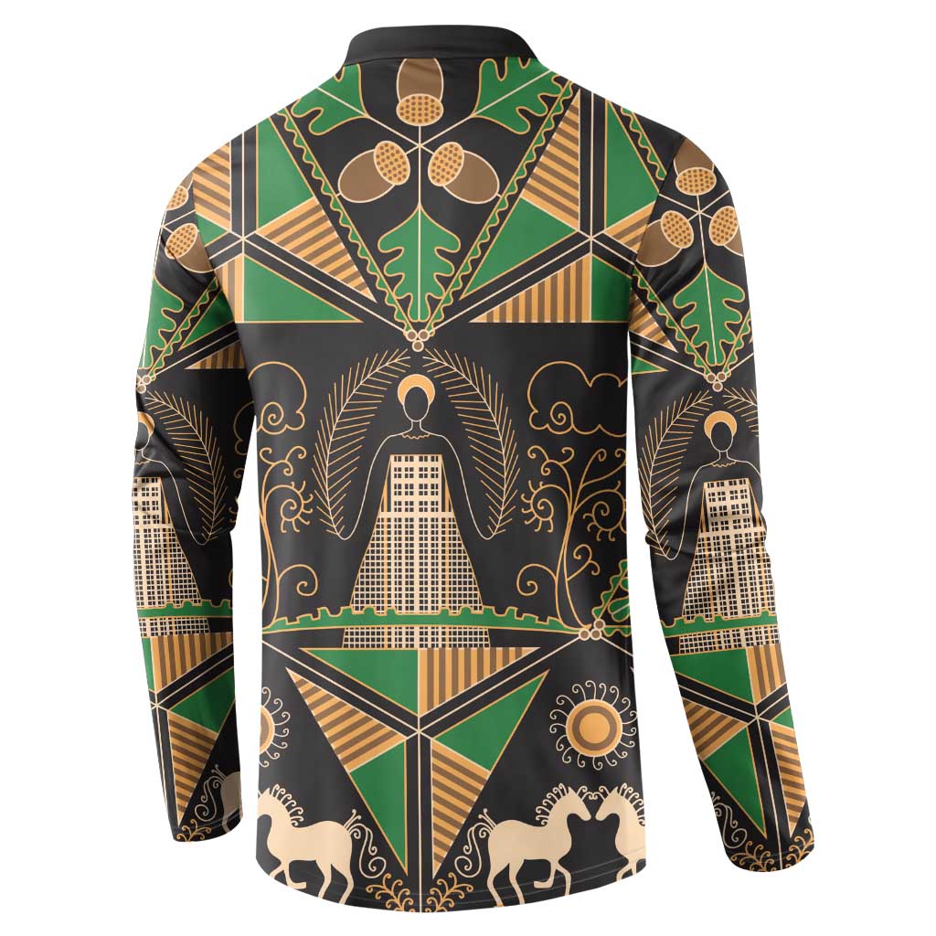 Ukraine Pysanky Pattern Button Sweatshirt Berehynia Guardian Folk Art