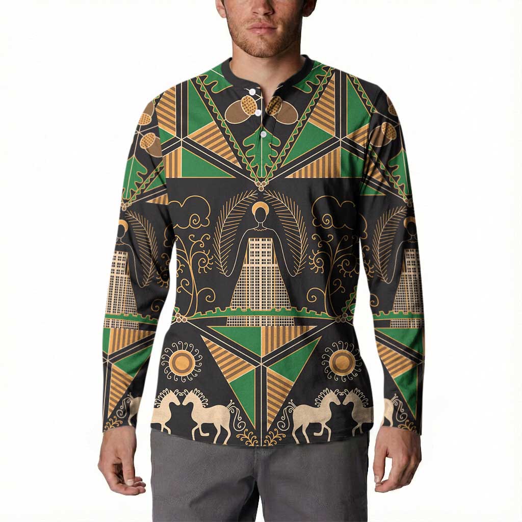 Ukraine Pysanky Pattern Button Sweatshirt Berehynia Guardian Folk Art