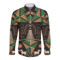 Ukraine Pysanky Pattern Long Sleeve Button Shirt Berehynia Guardian Folk Art