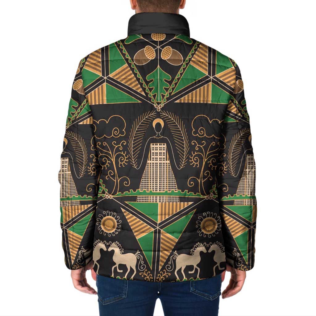 Ukraine Pysanky Pattern Padded Jacket Berehynia Guardian Folk Art
