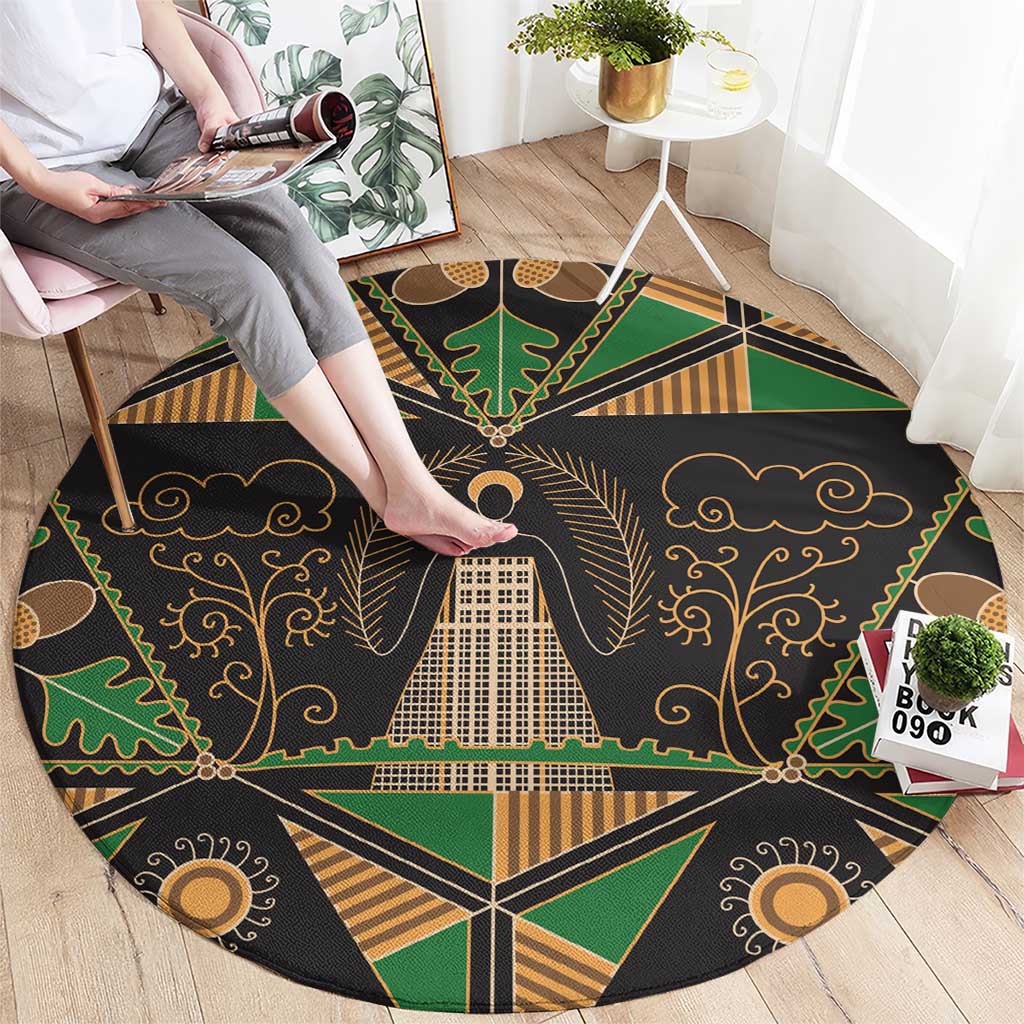 Ukraine Pysanky Pattern Round Carpet Berehynia Guardian Folk Art