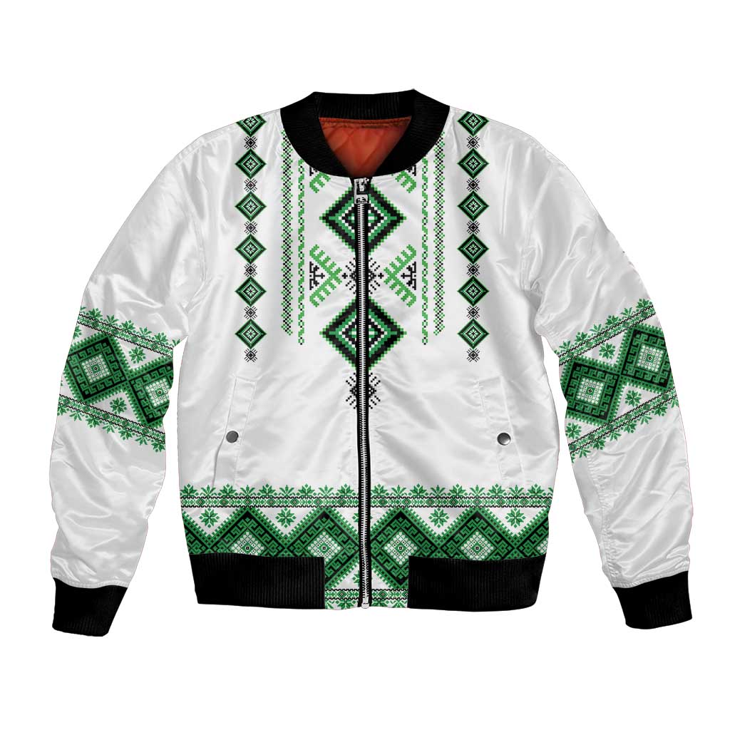 Ukraine Vyshyvanka Inspired Bomber Jacket Ukrainian Traditional Folk Pattern