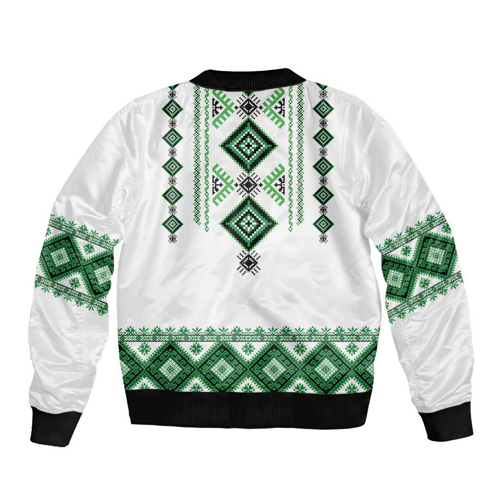 Ukraine Vyshyvanka Inspired Bomber Jacket Ukrainian Traditional Folk Pattern