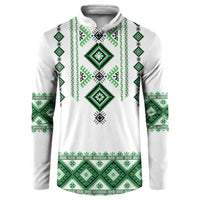 Ukraine Vyshyvanka Inspired Button Sweatshirt Ukrainian Traditional Folk Pattern