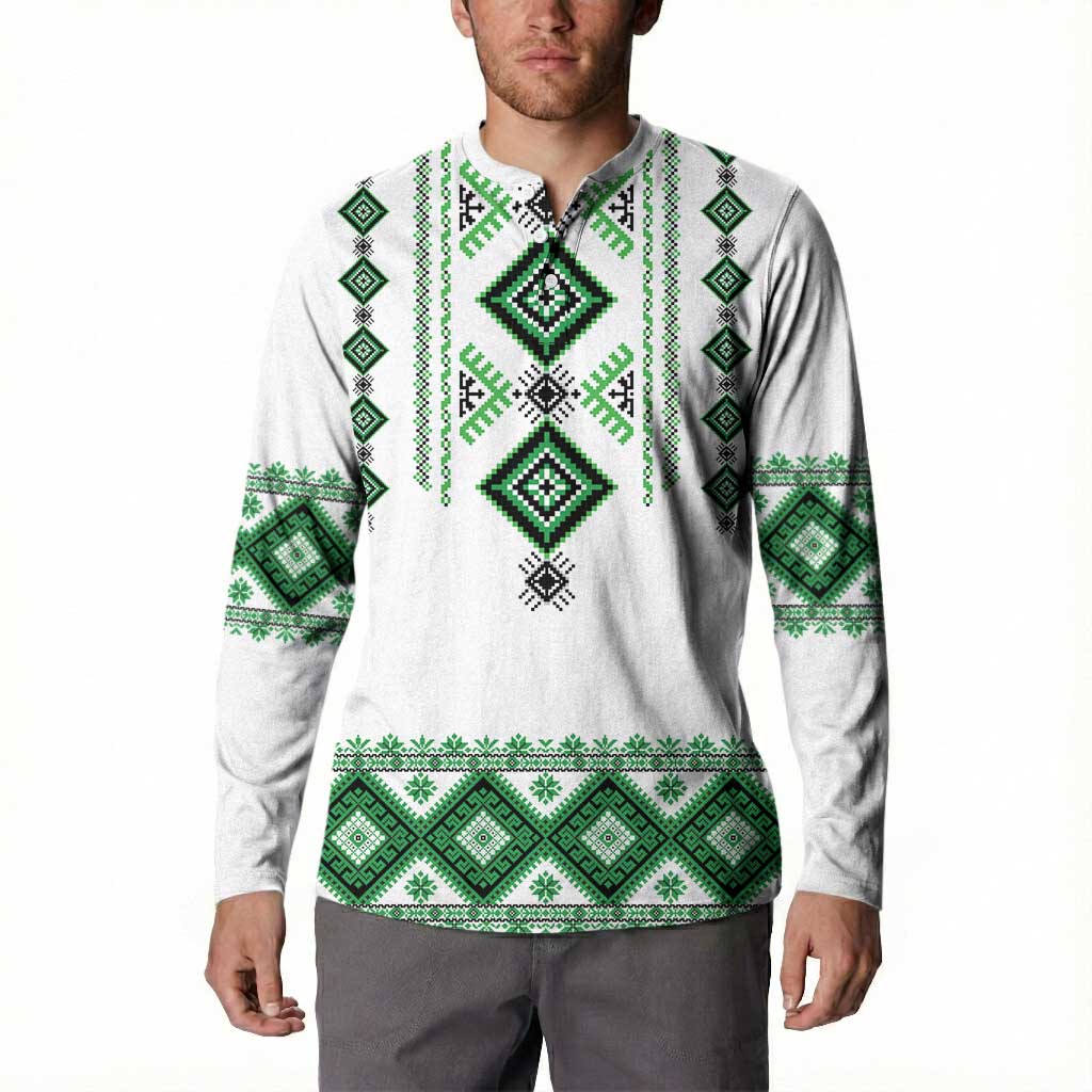 Ukraine Vyshyvanka Inspired Button Sweatshirt Ukrainian Traditional Folk Pattern