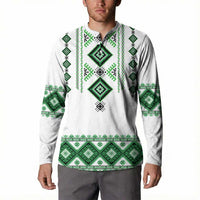 Ukraine Vyshyvanka Inspired Button Sweatshirt Ukrainian Traditional Folk Pattern
