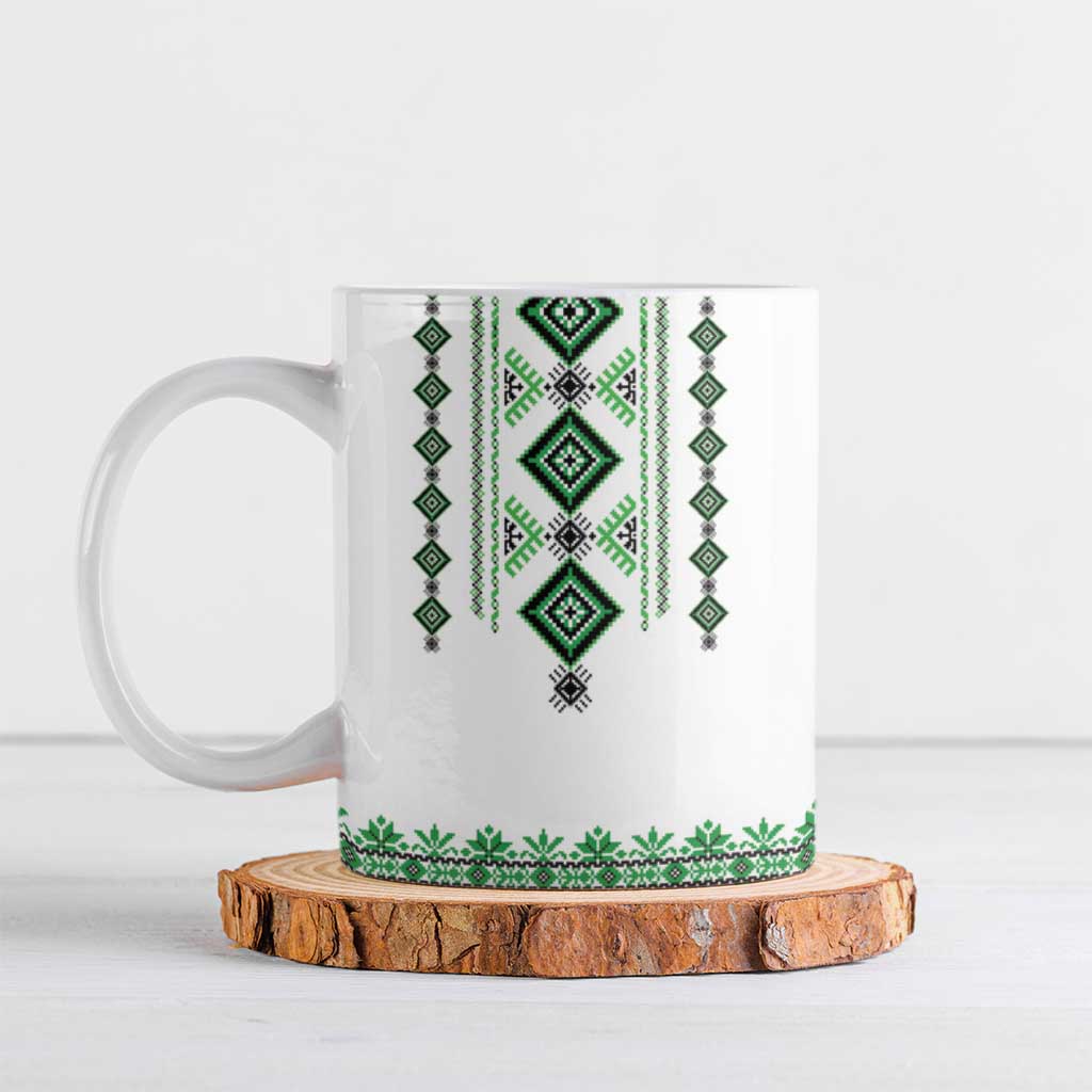 Ukraine Vyshyvanka Inspired Ceramic Mug Ukrainian Traditional Folk Pattern