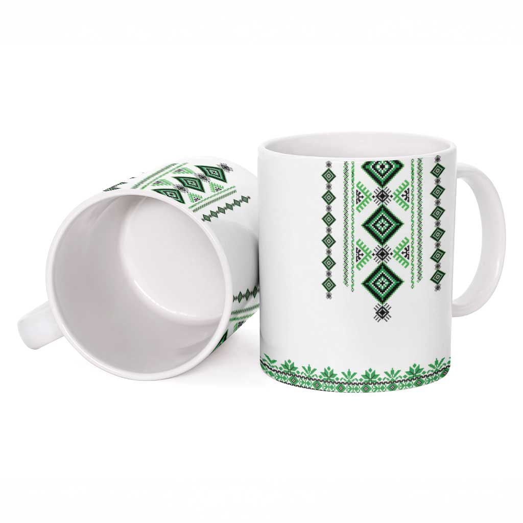 Ukraine Vyshyvanka Inspired Ceramic Mug Ukrainian Traditional Folk Pattern