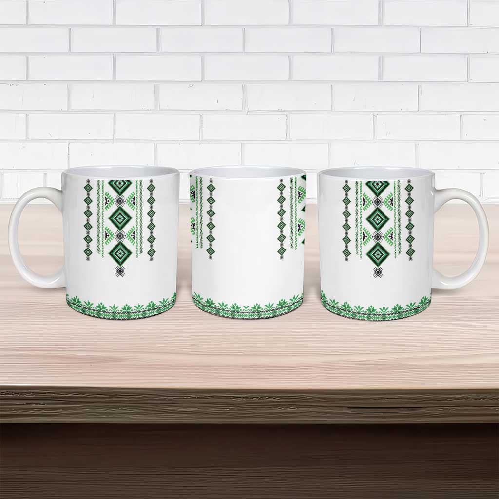Ukraine Vyshyvanka Inspired Ceramic Mug Ukrainian Traditional Folk Pattern