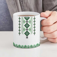 Ukraine Vyshyvanka Inspired Ceramic Mug Ukrainian Traditional Folk Pattern