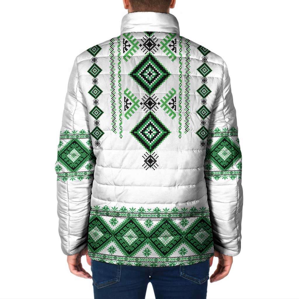 Ukraine Vyshyvanka Inspired Padded Jacket Ukrainian Traditional Folk Pattern