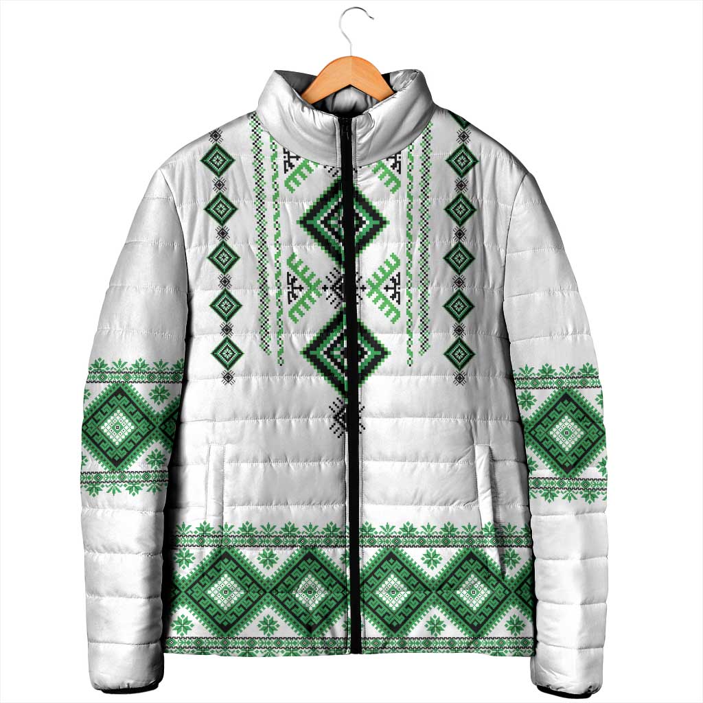 Ukraine Vyshyvanka Inspired Padded Jacket Ukrainian Traditional Folk Pattern