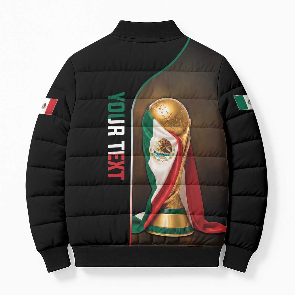 Personalized Mexico Football 2026 Bomber Puffer Jacket Trophy Flag Pride Art