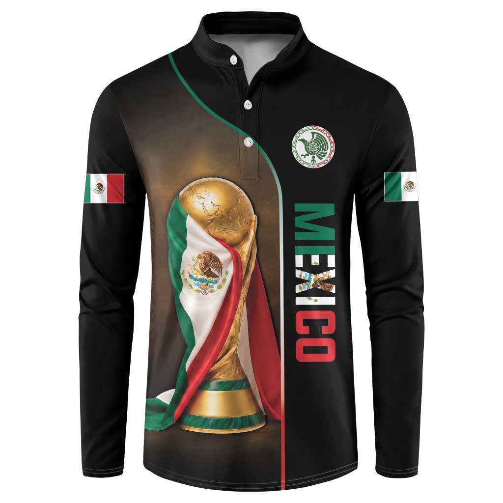 Personalized Mexico Football 2026 Button Sweatshirt Trophy Flag Pride Art