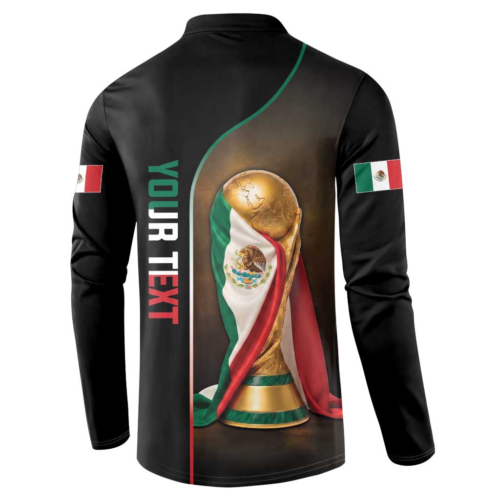 Personalized Mexico Football 2026 Button Sweatshirt Trophy Flag Pride Art