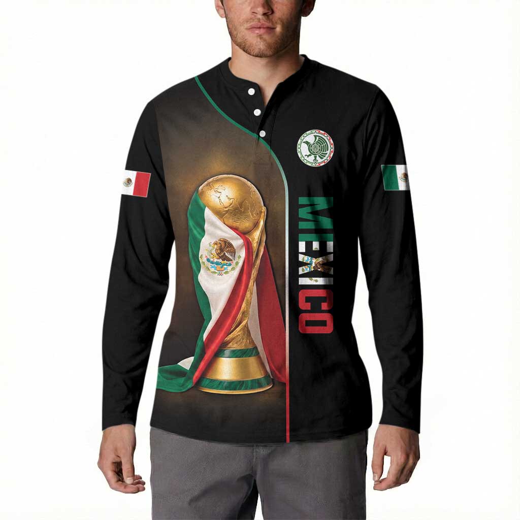 Personalized Mexico Football 2026 Button Sweatshirt Trophy Flag Pride Art