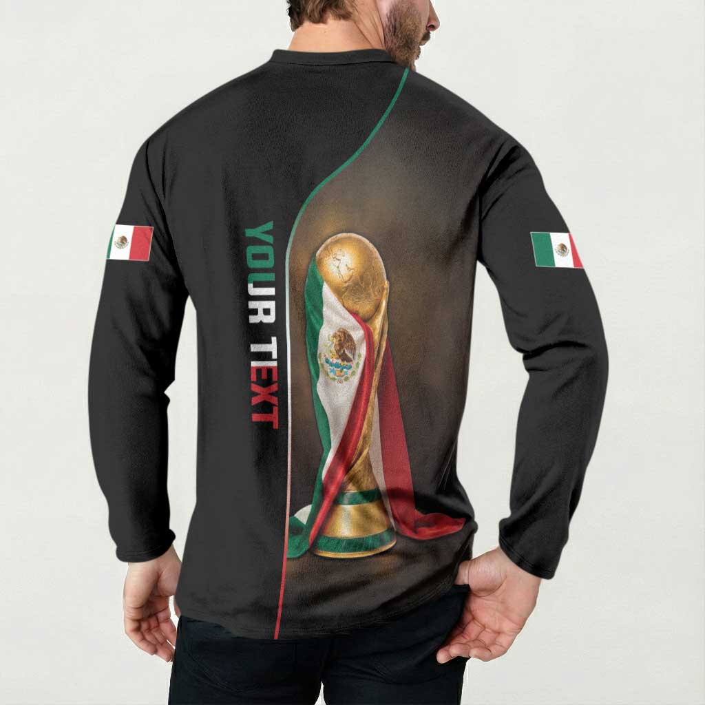 Personalized Mexico Football 2026 Button Sweatshirt Trophy Flag Pride Art