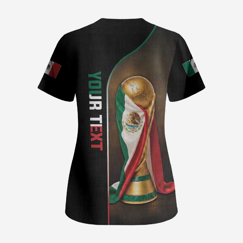 Personalized Mexico Football 2026 Scrub Top Trophy Flag Pride Art